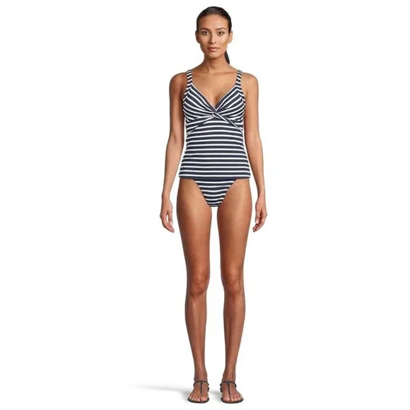 Tommy Bahama Coastline Tankini Top Women's Medium Navy Striped Swimwear JZZ938 - Picture 4 of 10